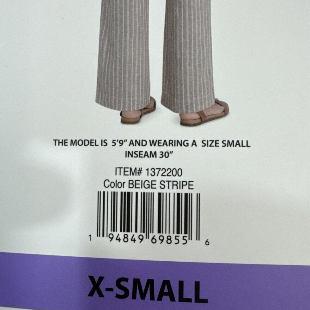 Briggs Ladies Pants XS Linen Blend Pull On Loose Fit White Tan Casual Career NWT - Picture 6 of 6